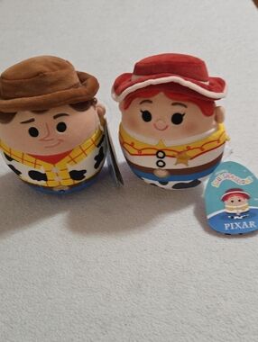 NWT SQUISHMALLOWS PIXAR TOY STORY SET OF 2 WOODY AND JESSIE STUFFED PLUSH TOYS